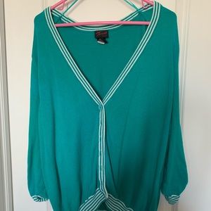 Button up green varsity-style sweater